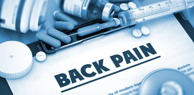 Back pain relief kit with a “Back Pain” label