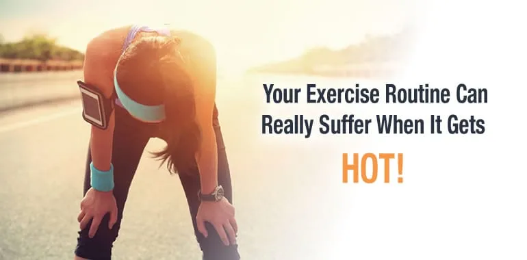 Woman exercising outdoors in hot weather