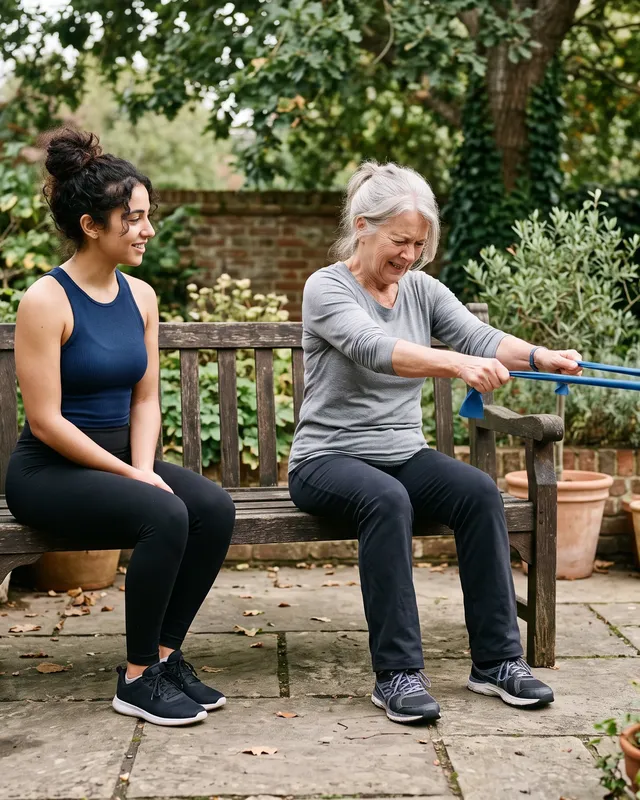 Therapist working with a patient on arthritis management exercises