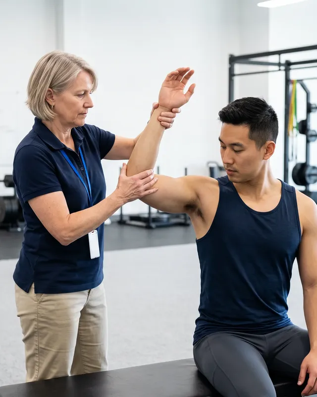 Therapist performing manual therapy and joint mobilization